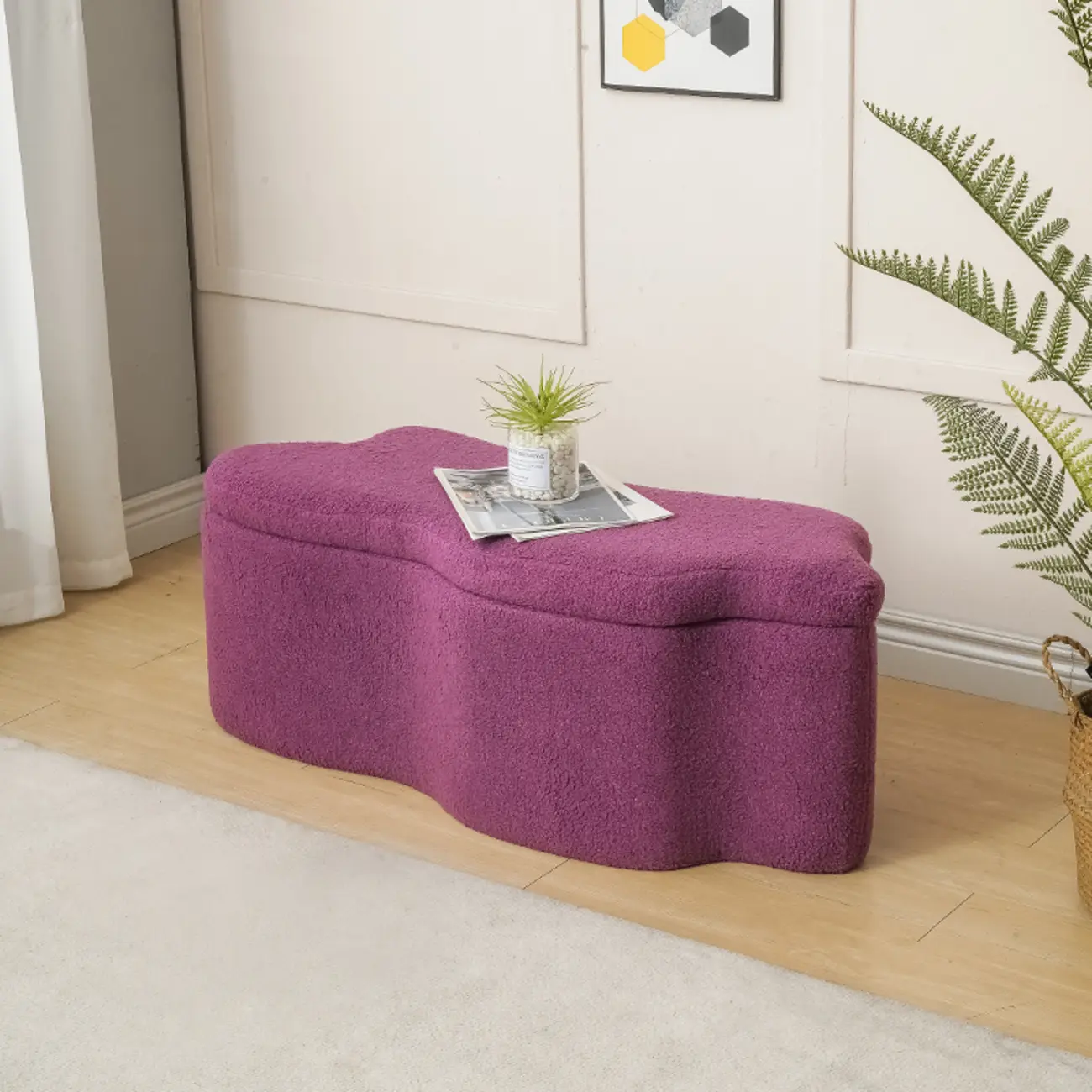 Elegant Bouclé Upholstered Bedroom Bench With Storage Image - 6 | homeyfad