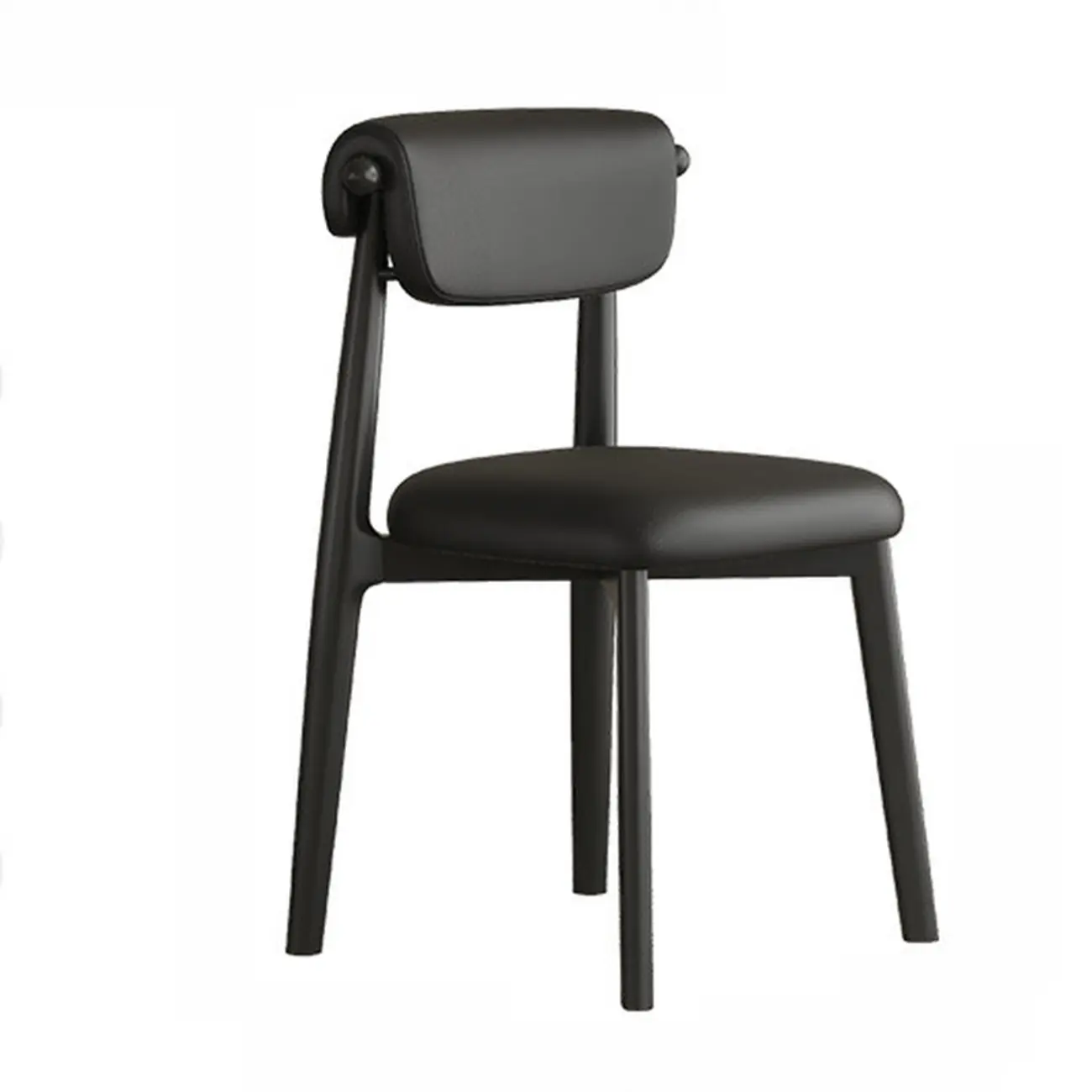 Elegant Low Back Upholstered Faux Leather Dining Chair Image - 3 | homeyfad