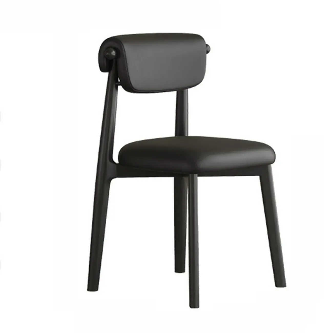 Elegant Low Back Upholstered Faux Leather Dining Chair Image - 3