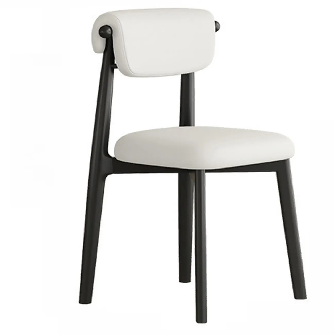 Elegant Low Back Upholstered Faux Leather Dining Chair Image - 5 | homeyfad