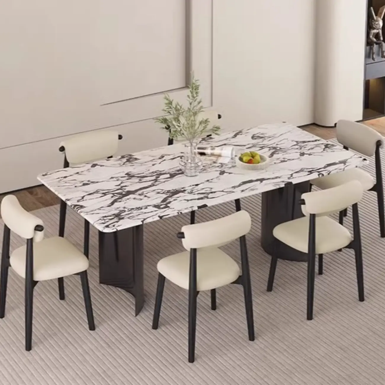 Elegant Low Back Upholstered Faux Leather Dining Chair Image - 6 | homeyfad