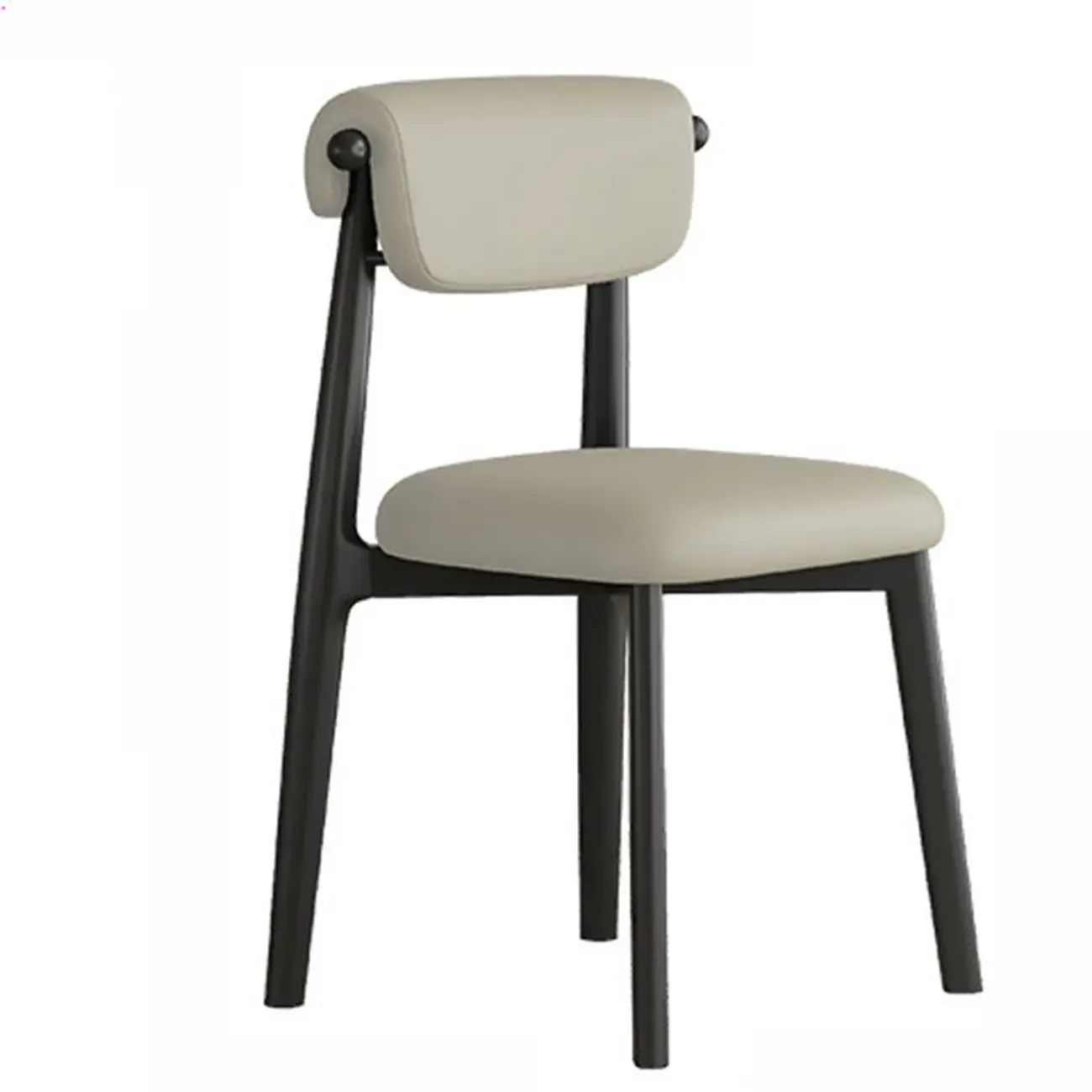 Elegant Low Back Upholstered Faux Leather Dining Chair Image - 7