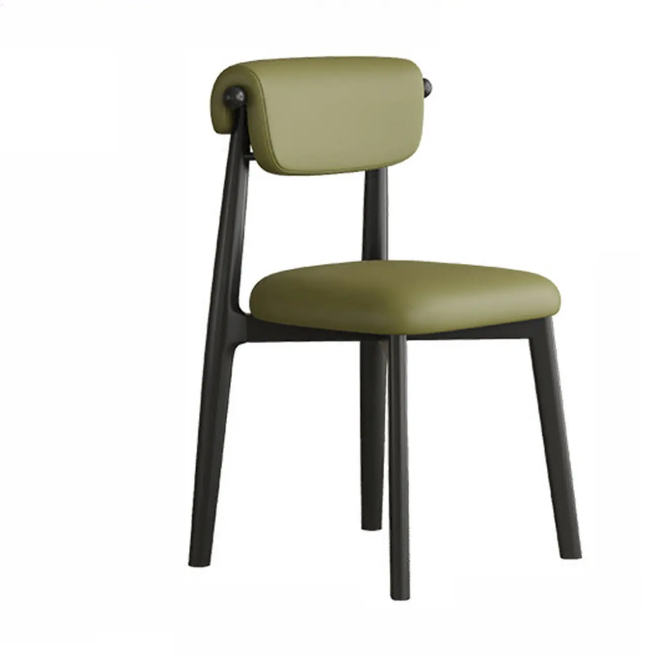 Elegant Low Back Upholstered Faux Leather Dining Chair Image - 9 | homeyfad