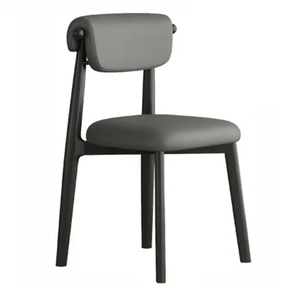 Elegant Low Back Upholstered Faux Leather Dining Chair Image - 11