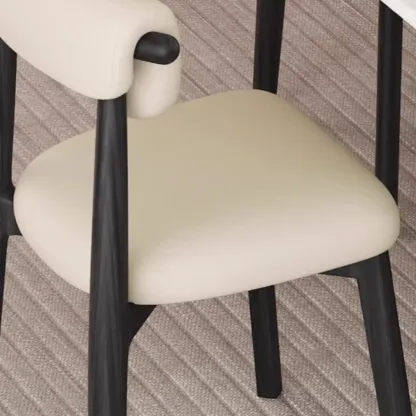 Elegant Low Back Upholstered Faux Leather Dining Chair Image - 12