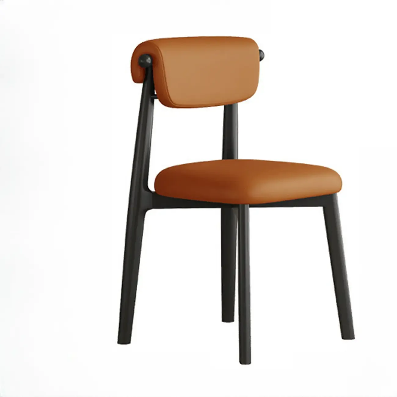 Elegant Low Back Upholstered Faux Leather Dining Chair Image - 13