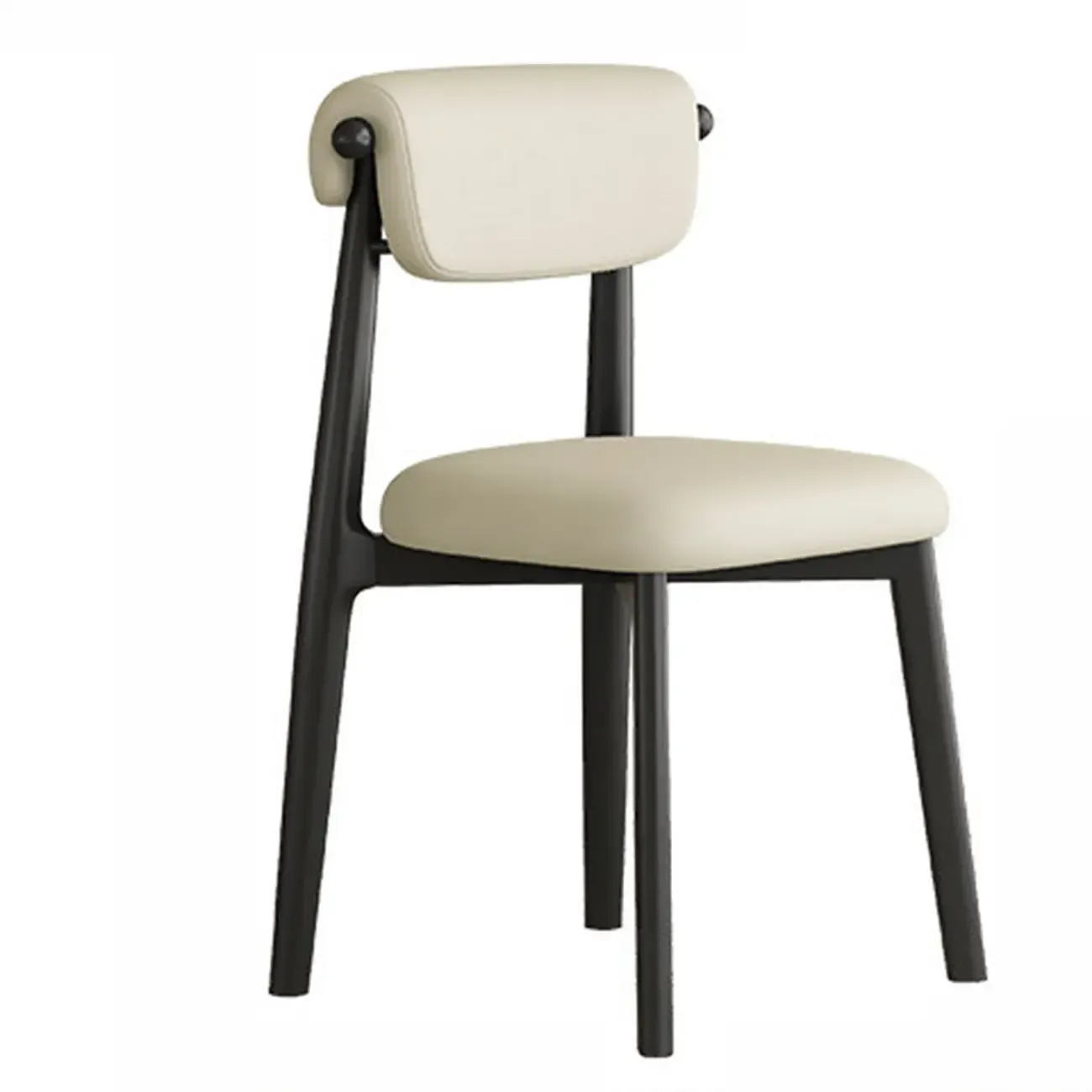 Elegant Low Back Upholstered Faux Leather Dining Chair Image - 14