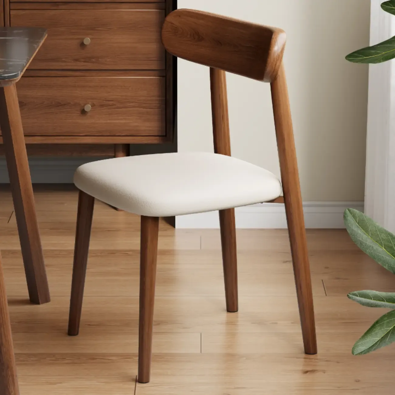 Modern Armless Leather Dining Chair with Low Back Image - 1