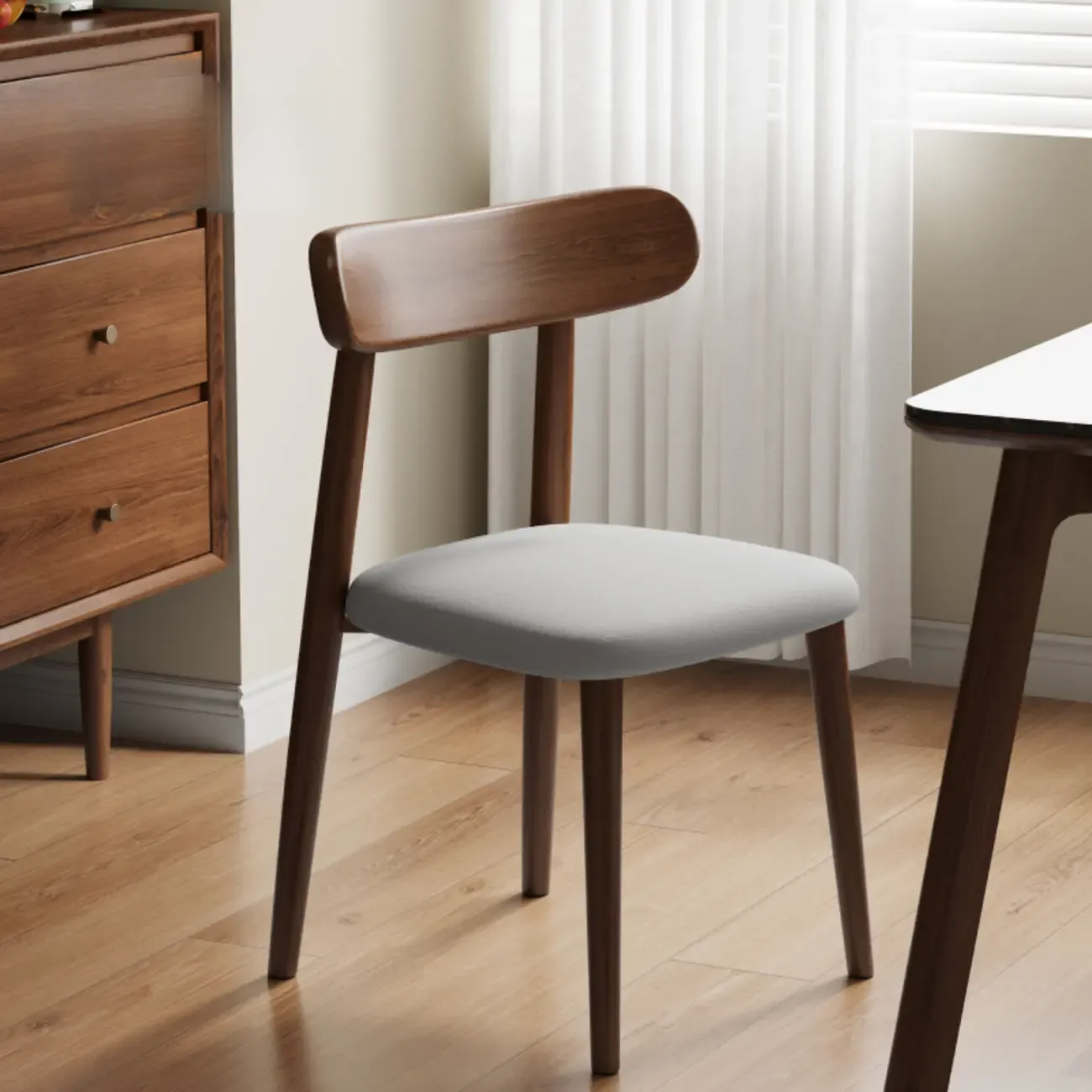 Modern Armless Leather Dining Chair with Low Back Image - 5