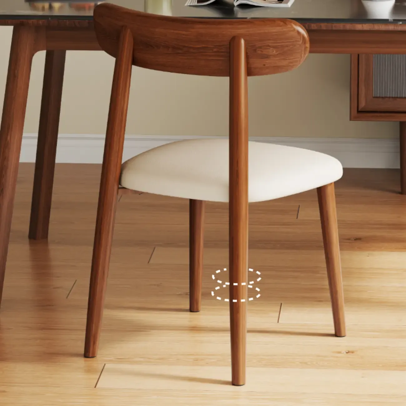 Modern Armless Leather Dining Chair with Low Back Image - 6