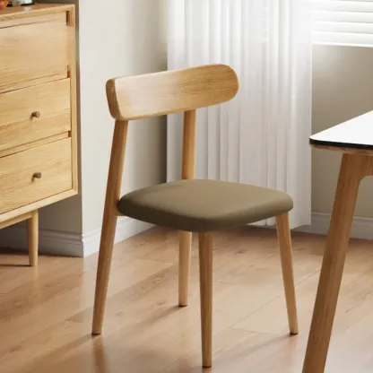 Modern Armless Leather Dining Chair with Low Back Image - 14