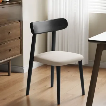 Modern Armless Leather Dining Chair with Low Back Image - 19
