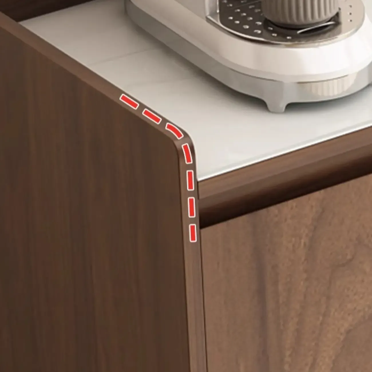 Modern Wood Sideboard with Glass Countertop Image - 12