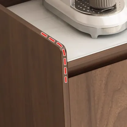 Modern Wood Sideboard with Glass Countertop Image - 12