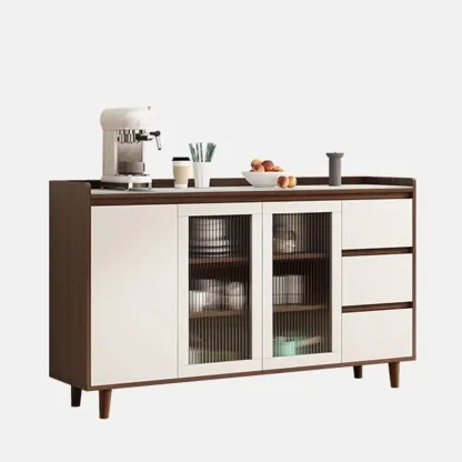 Modern Wood Sideboard with Glass Countertop Image - 13