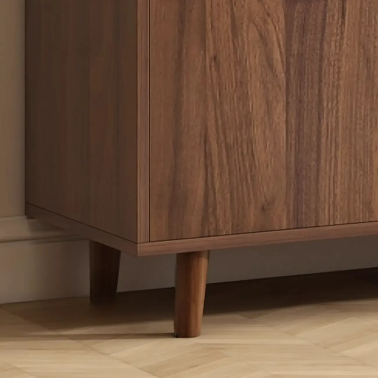 Modern Wood Sideboard with Glass Countertop Image - 17