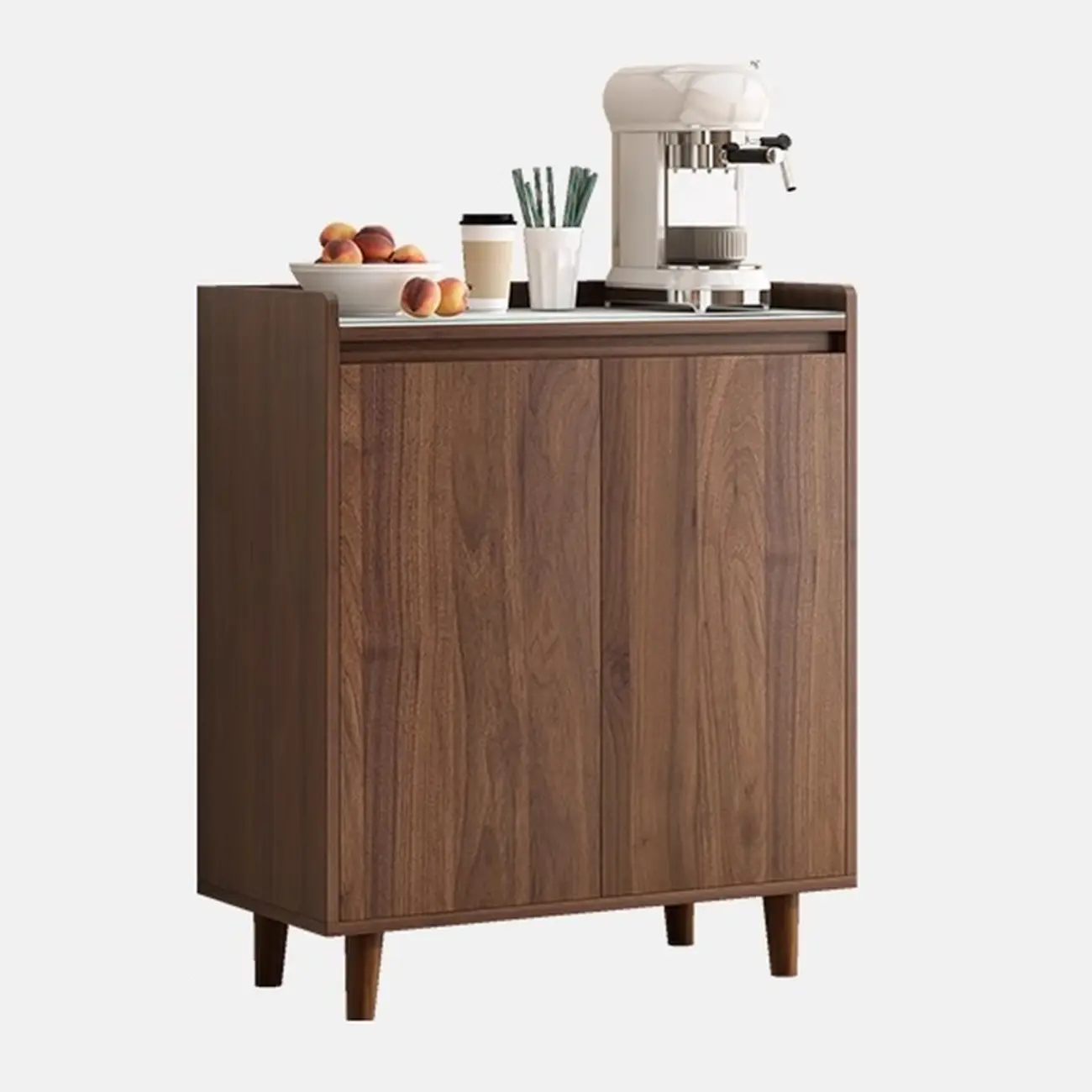 Modern Wood Sideboard with Glass Countertop Image - 18 | homeyfad