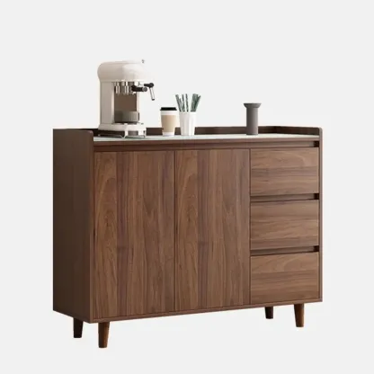 Modern Wood Sideboard with Glass Countertop Image - 19