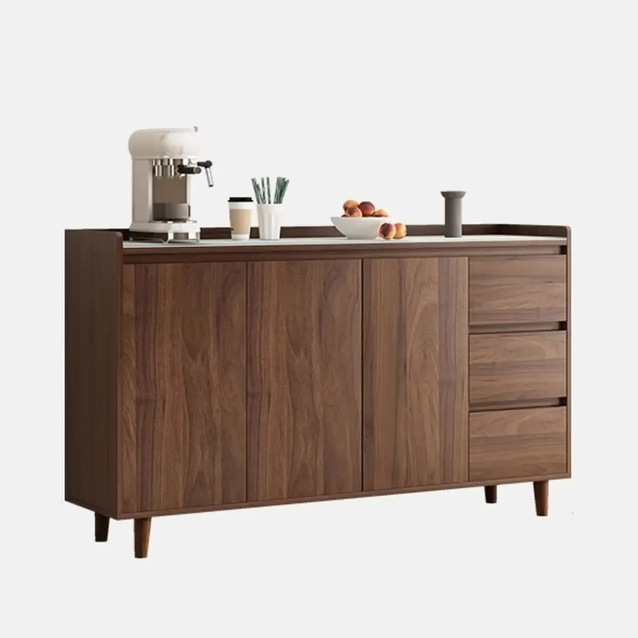 Modern Wood Sideboard with Glass Countertop Image - 20