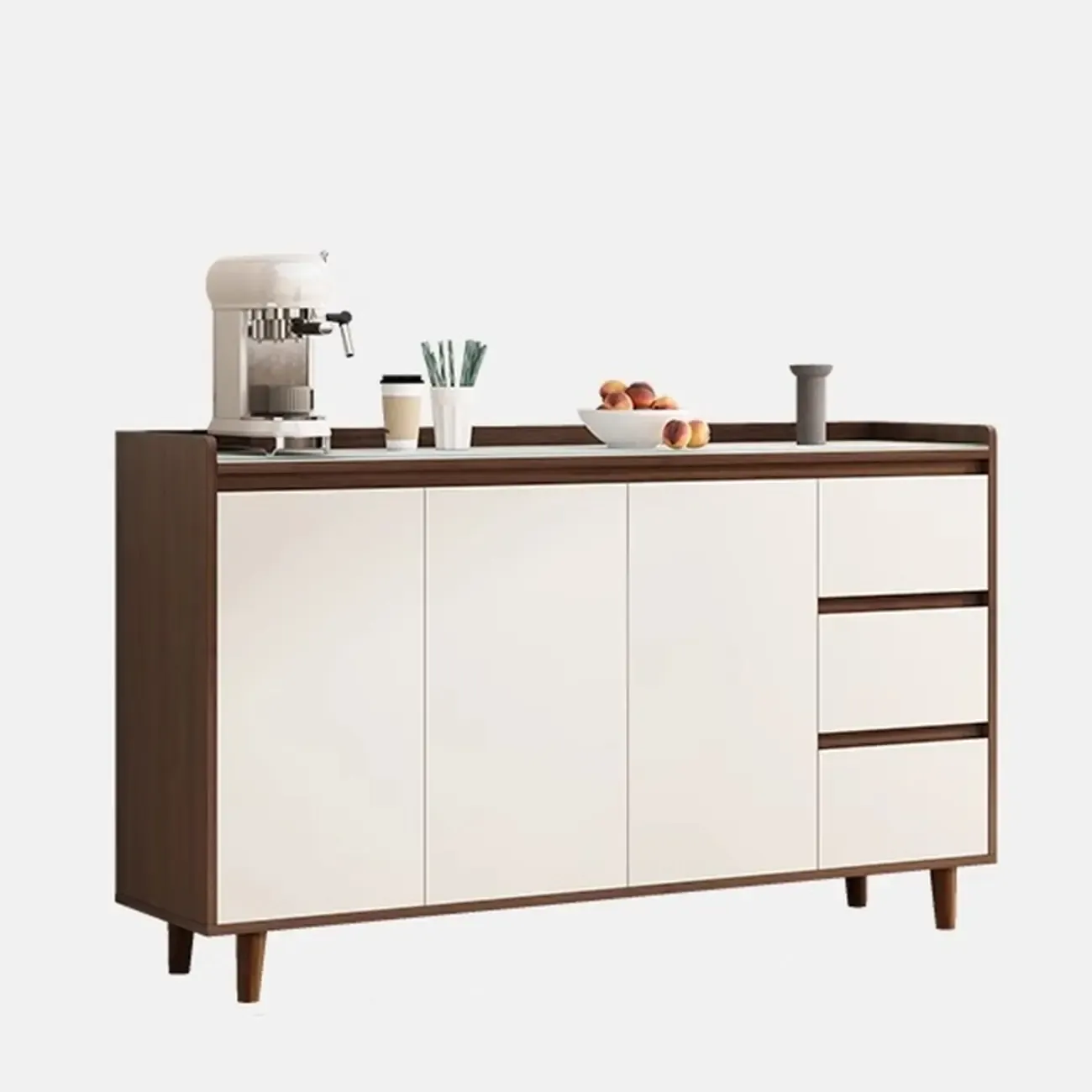 Modern Wood Sideboard with Glass Countertop Image - 24
