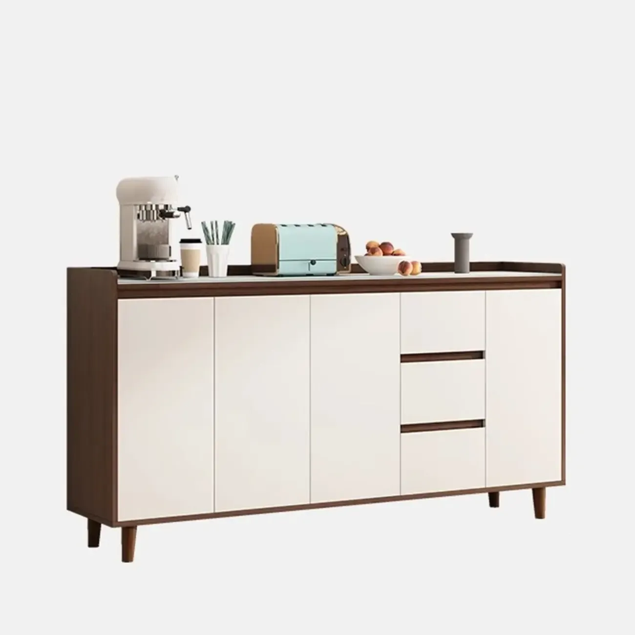 Modern Wood Sideboard with Glass Countertop Image - 25