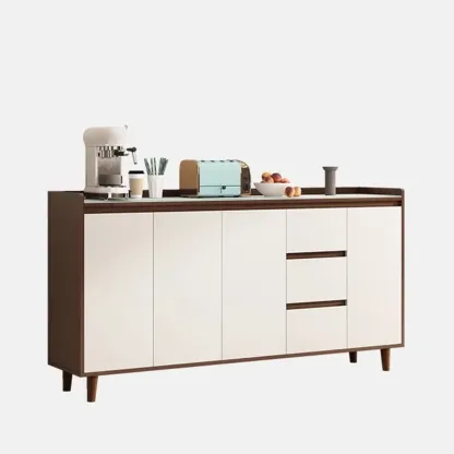 Modern Wood Sideboard with Glass Countertop Image - 25