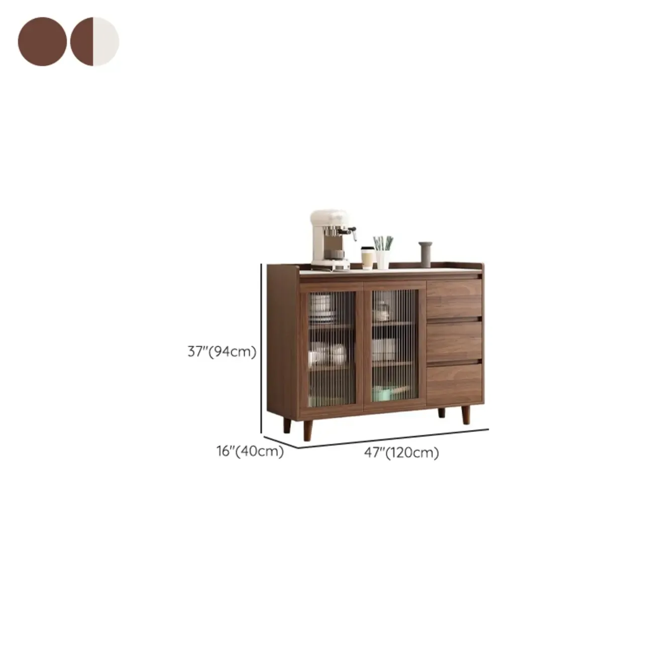 Modern Wood Sideboard with Glass Countertop Image - 28