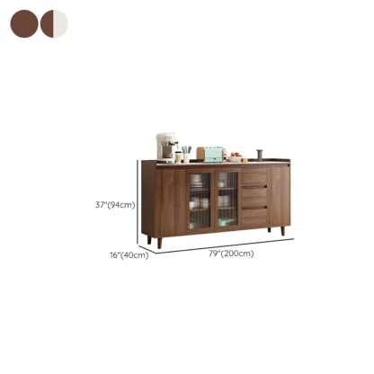 Modern Wood Sideboard with Glass Countertop Image - 32