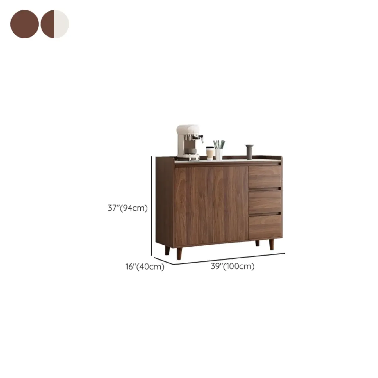 Modern Wood Sideboard with Glass Countertop Image - 34