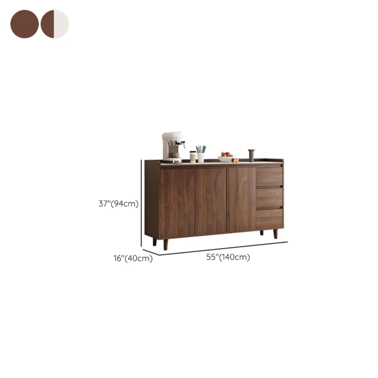 Modern Wood Sideboard with Glass Countertop Image - 36