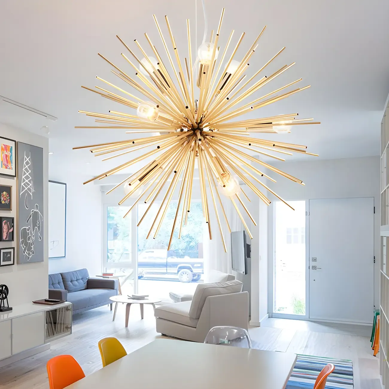 Modern Gold Starburst Sputnik Chandelier Image - 2