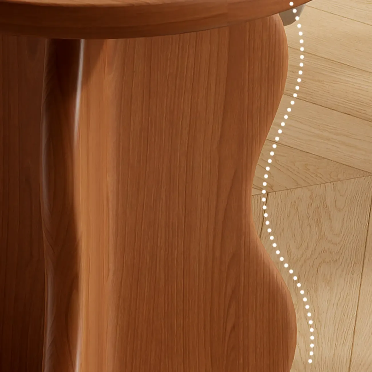 Modern Round Curved Base Wooden End Table for Living Room Image - 3