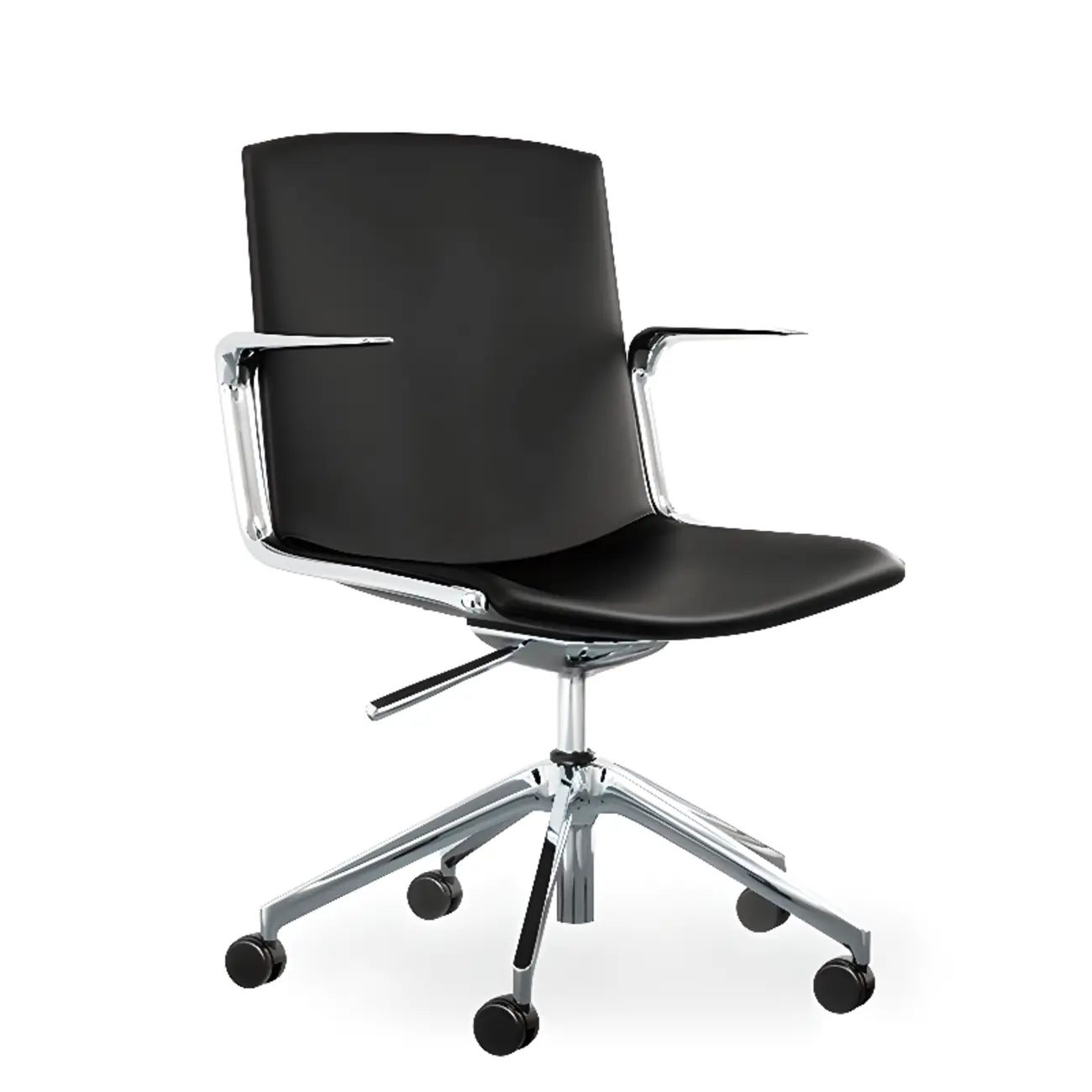 Modern Leather Adjustable Swivel Armrests Office Chair Image - 8 | homeyfad