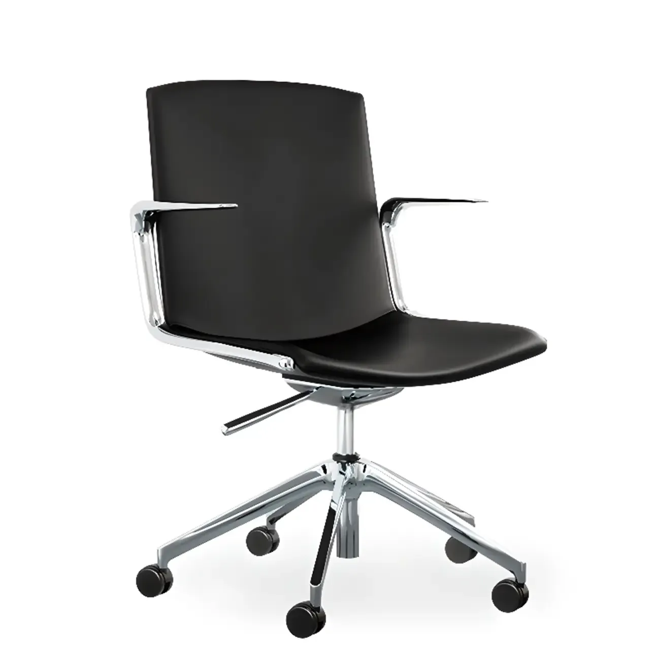 Modern Leather Adjustable Swivel Armrests Office Chair Image - 8