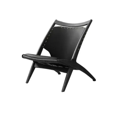 Minimalist Brown Saddle Leather Armchair Living Room Image - 2