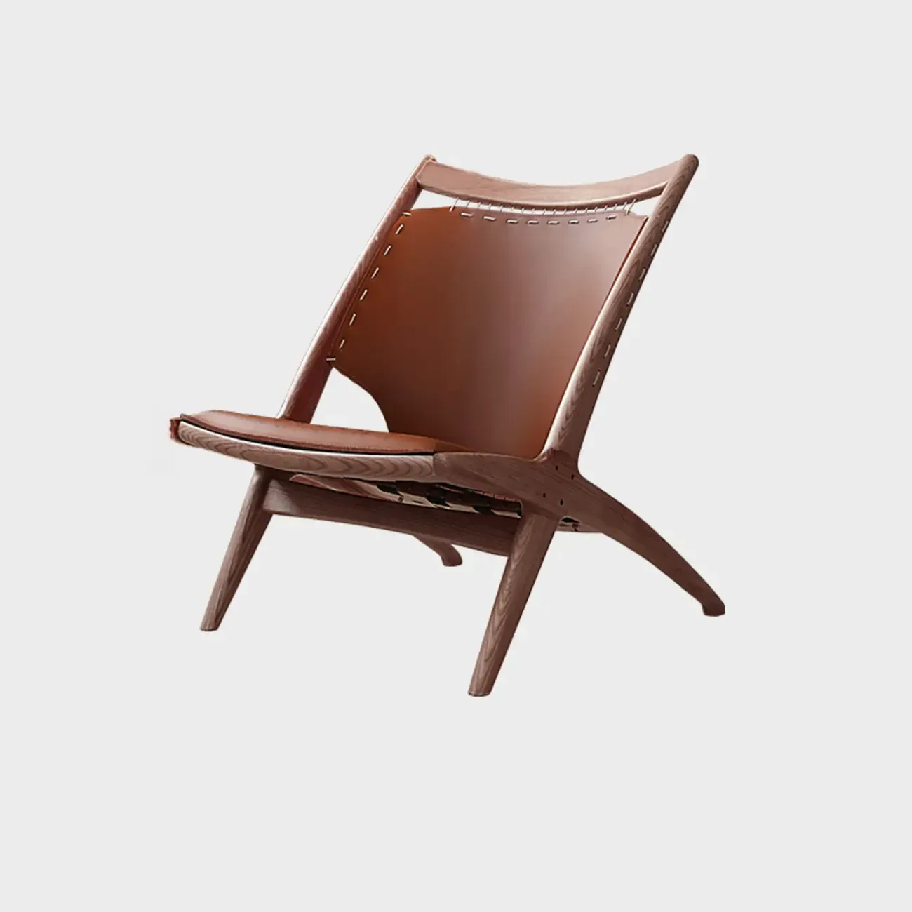 Minimalist Brown Saddle Leather Armchair Living Room Image - 7