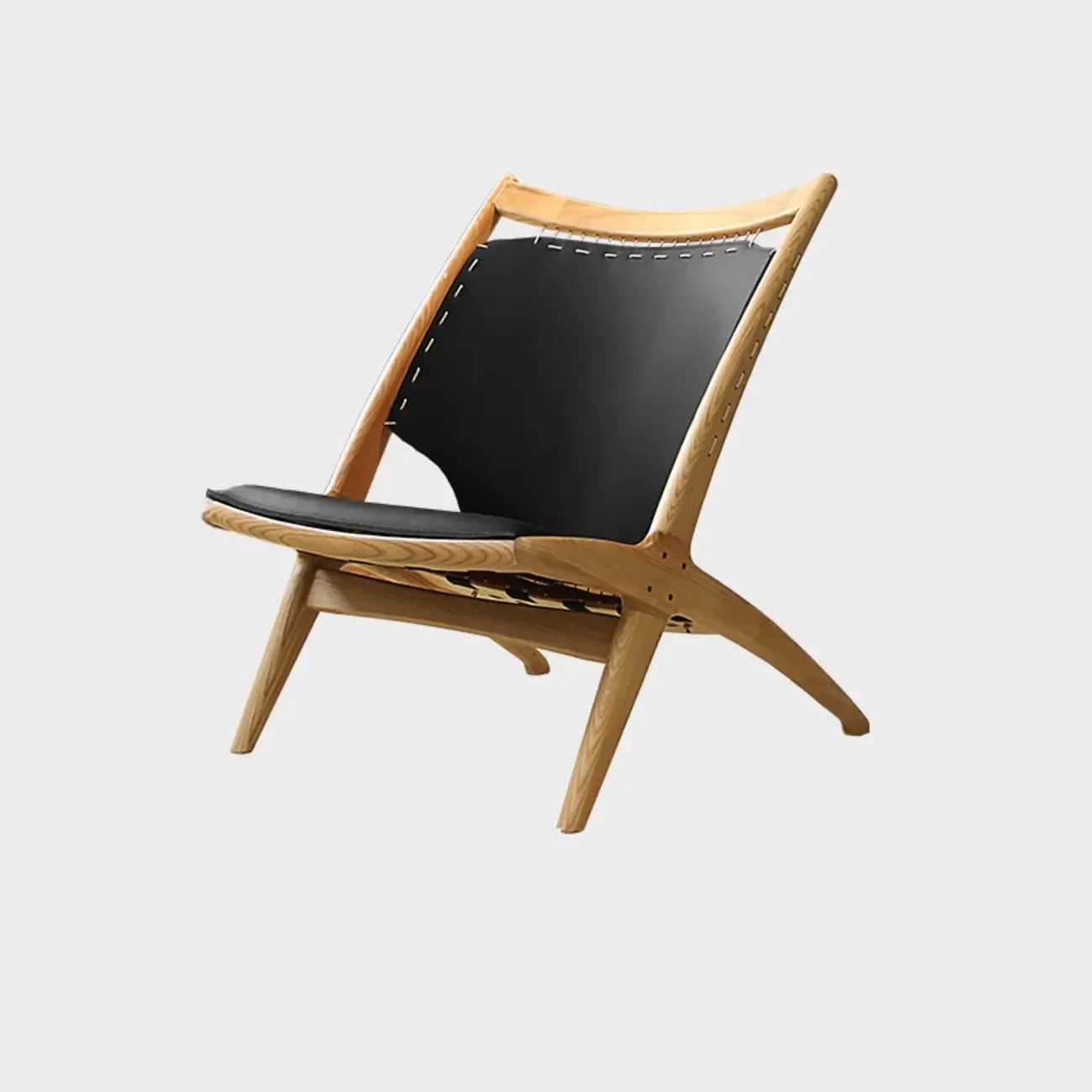 Minimalist Brown Saddle Leather Armchair Living Room Image - 9