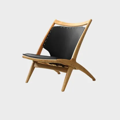 Minimalist Brown Saddle Leather Armchair Living Room Image - 9