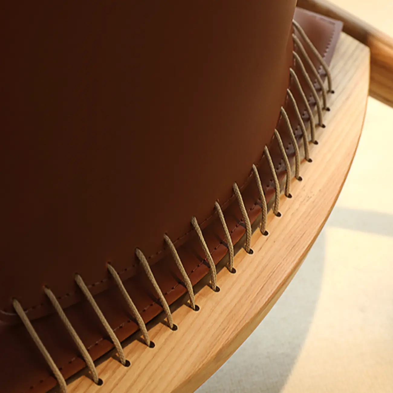 Minimalist Brown Saddle Leather Armchair Living Room Image - 10 | homeyfad