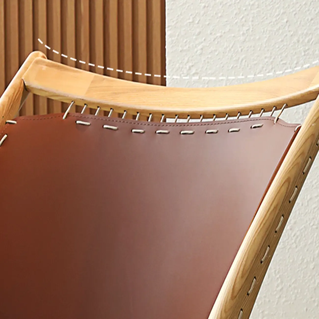 Minimalist Brown Saddle Leather Armchair Living Room Image - 12