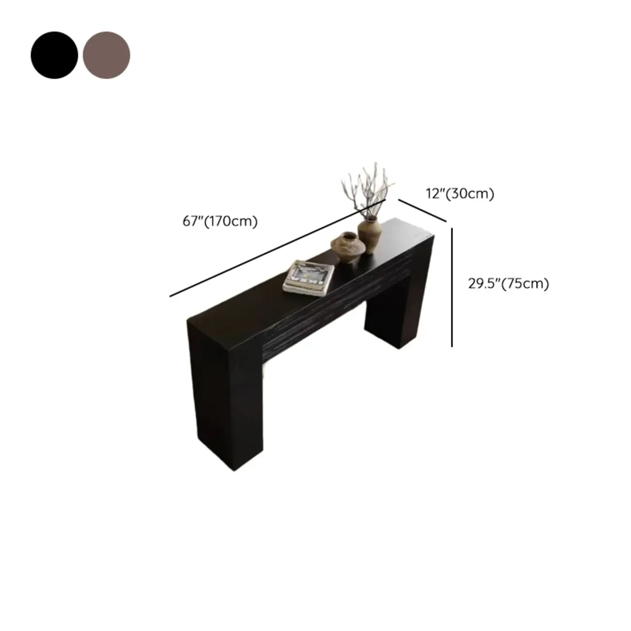Black Modern Pine Wood Rectangular Console Table Image - 13