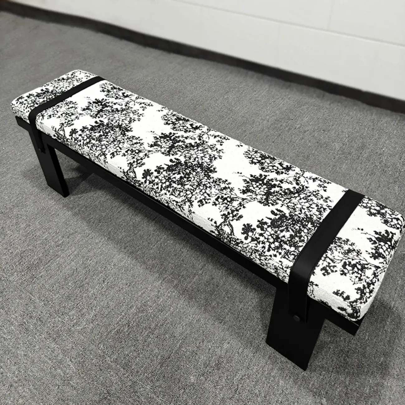 Minimalist Upholstered Bedroom Bench with Soft Cushion Image - 3