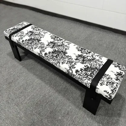 Minimalist Upholstered Bedroom Bench with Soft Cushion Image - 3