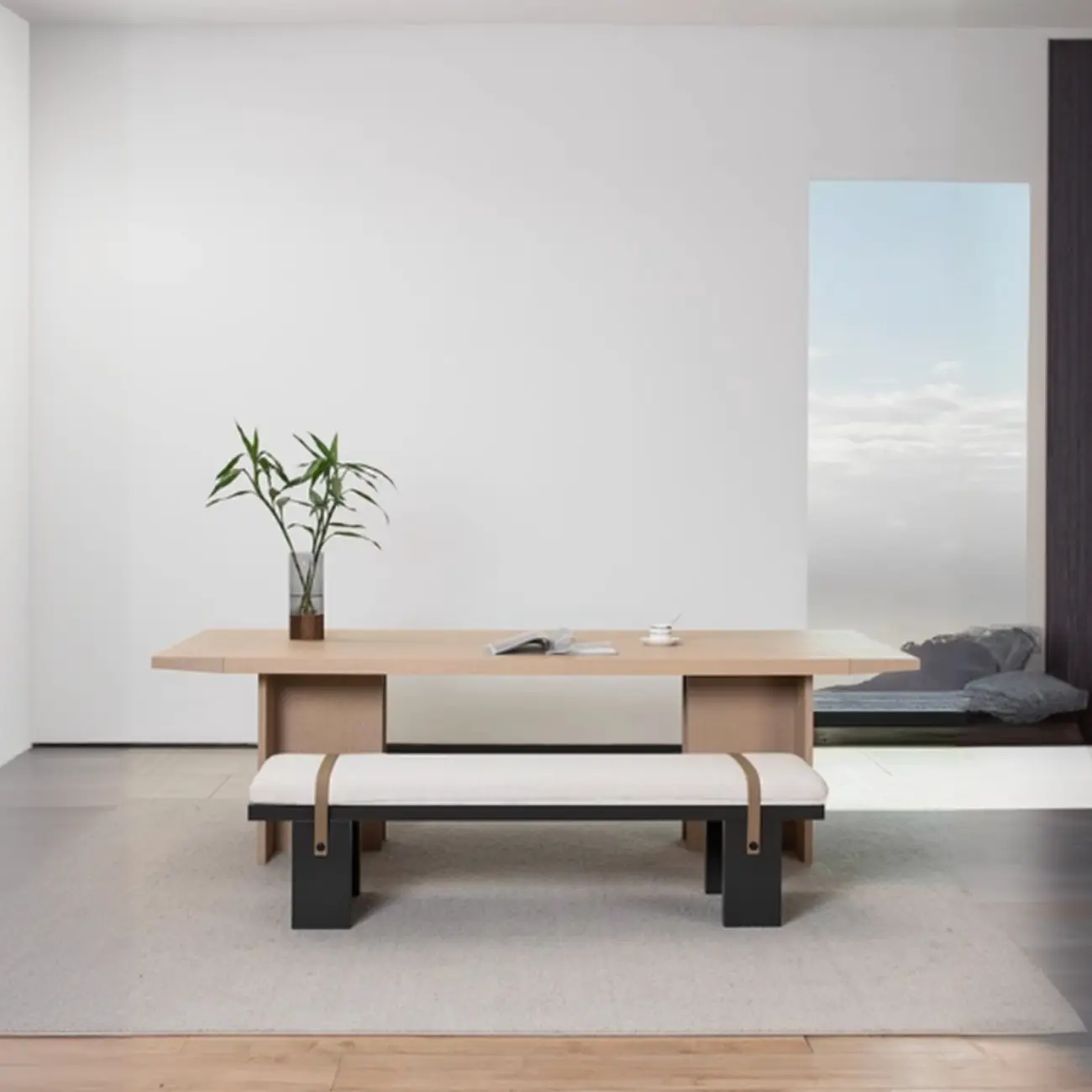 Minimalist Upholstered Bedroom Bench with Soft Cushion Image - 5 | homeyfad