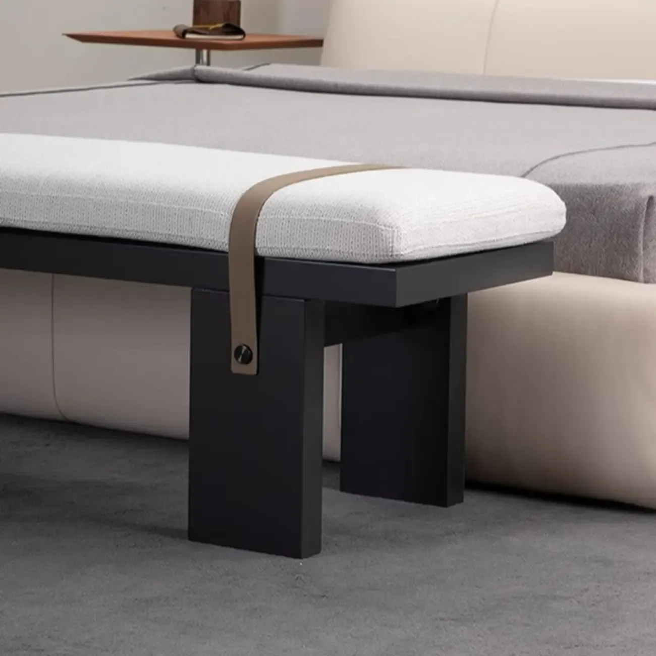 Minimalist Upholstered Bedroom Bench with Soft Cushion Image - 6