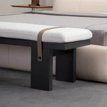 Minimalist Upholstered Bedroom Bench with Soft Cushion Image - 6
