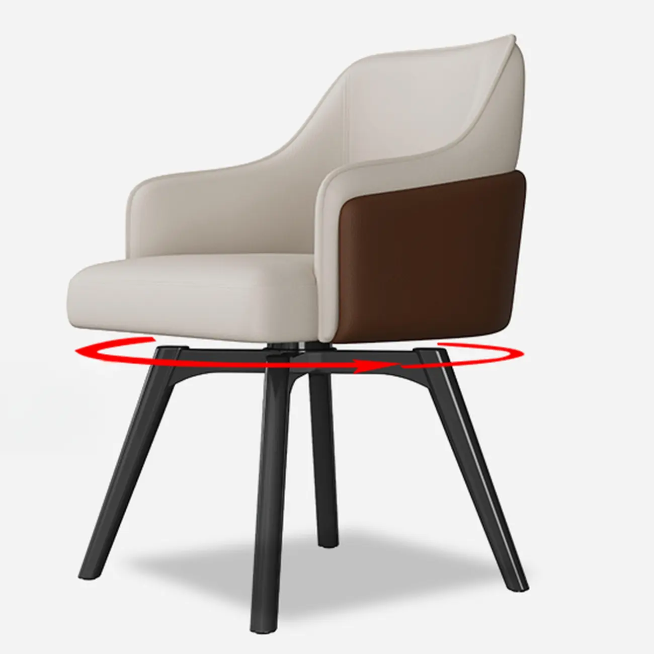 Modern Faux Leather Swivel Arm Dining Chair with Solid Back Image - 10 | homeyfad