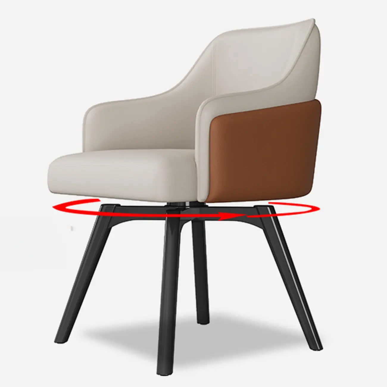 Modern Faux Leather Swivel Arm Dining Chair with Solid Back Image - 11 | homeyfad