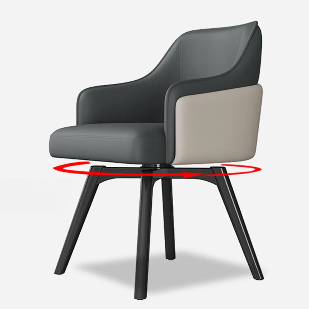 Modern Faux Leather Swivel Arm Dining Chair with Solid Back Image - 12 | homeyfad