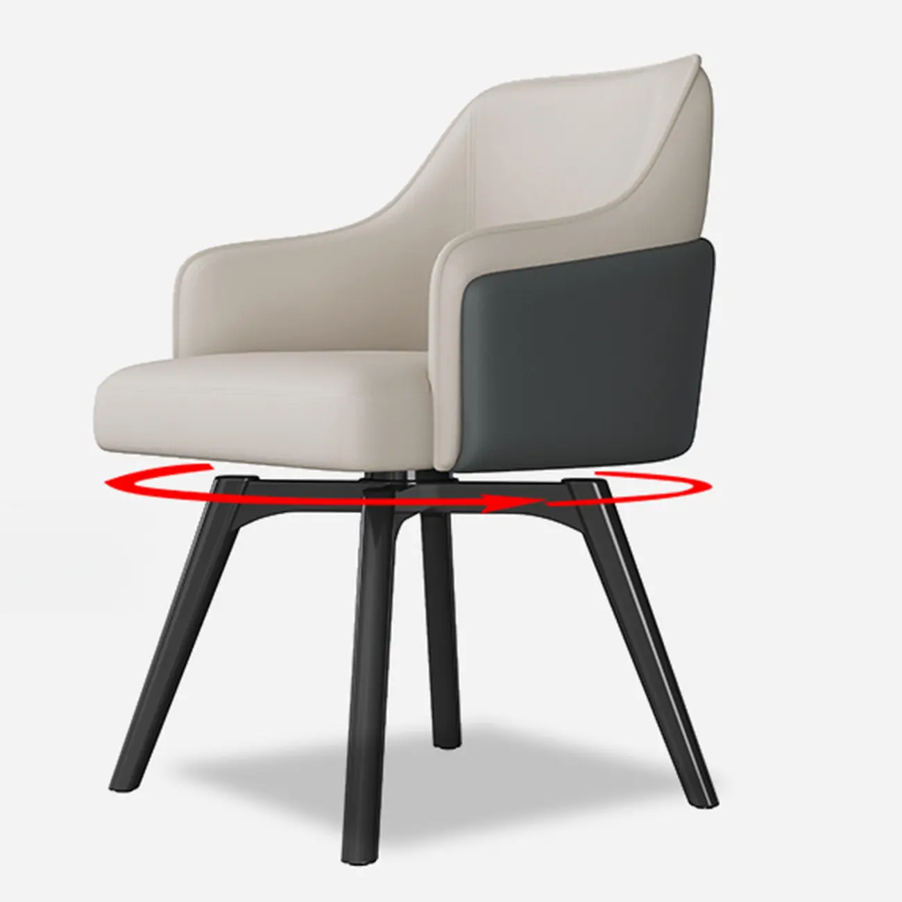 Modern Faux Leather Swivel Arm Dining Chair with Solid Back Image - 13 | homeyfad